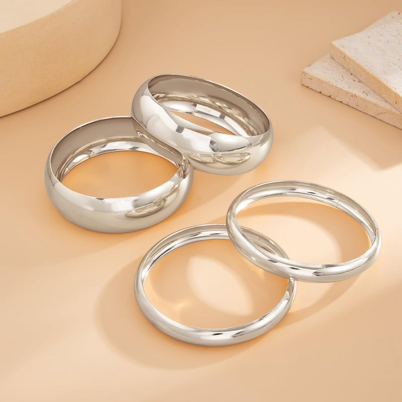 Bowdcvy Chunky Gold Bangle Bracelets for Women Stack Trendy Silver Wide Wrist Statement Cuff Bracelet Arm Cuffs Upper Bangle Fashion Jewelry Gift Accessories - Image 5